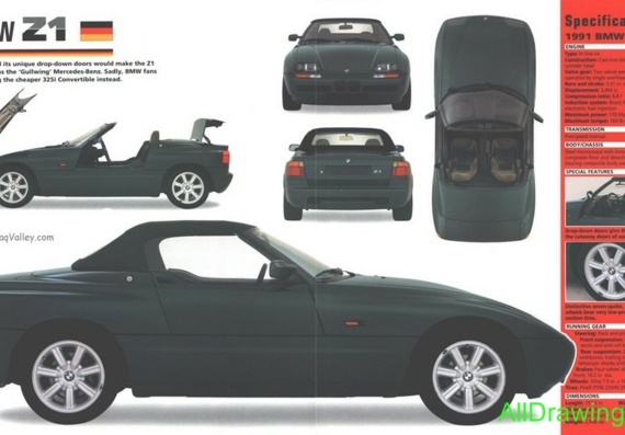 BMW Z1 (БМВ З1) - чертежи (рисунки) автомобиля